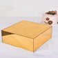 14"x14" | Gold Acrylic Cake Box Stand, Mirror Finish Display Box Pedestal Riser with Hollow Bottom