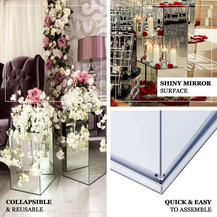 Clear acrylic pedestal risers set for display, featuring transparent design and interchangeable lids