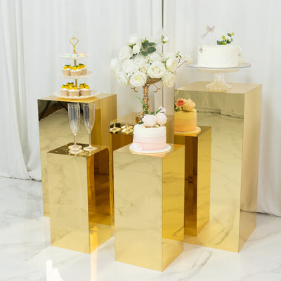 Gold Mirror Pedestal Risers
