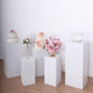 Set of 5 White Metal Rectangular Prop Pedestal Stands Backdrop Decor, Plinth Pillar Display Boxes