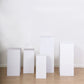 Set of 5 White Metal Rectangular Prop Pedestal Stands Backdrop Decor, Plinth Pillar Display Boxes