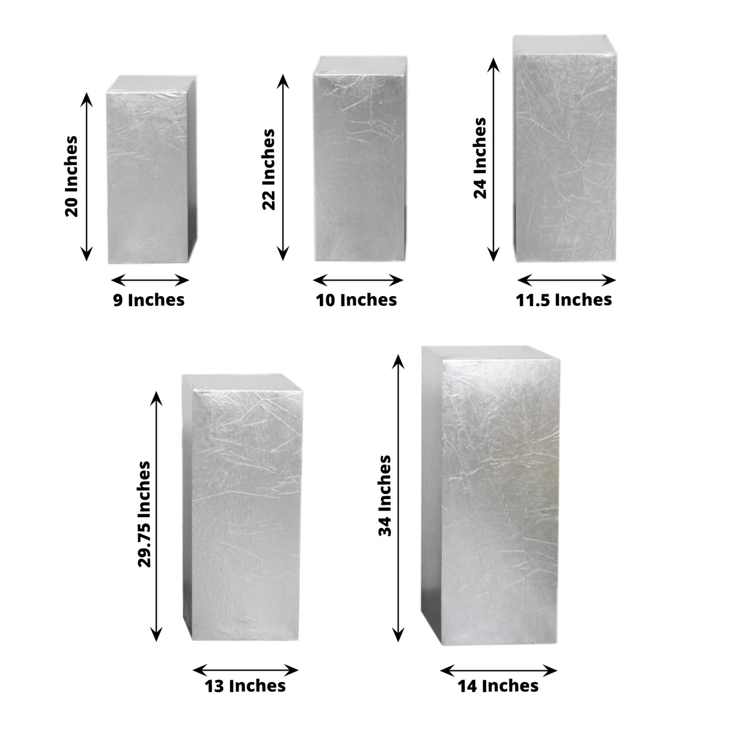 Metallic silver stretchable pedestal stand covers set of 5.