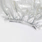 Metallic silver spandex pedestal stand cover with stretchable design.