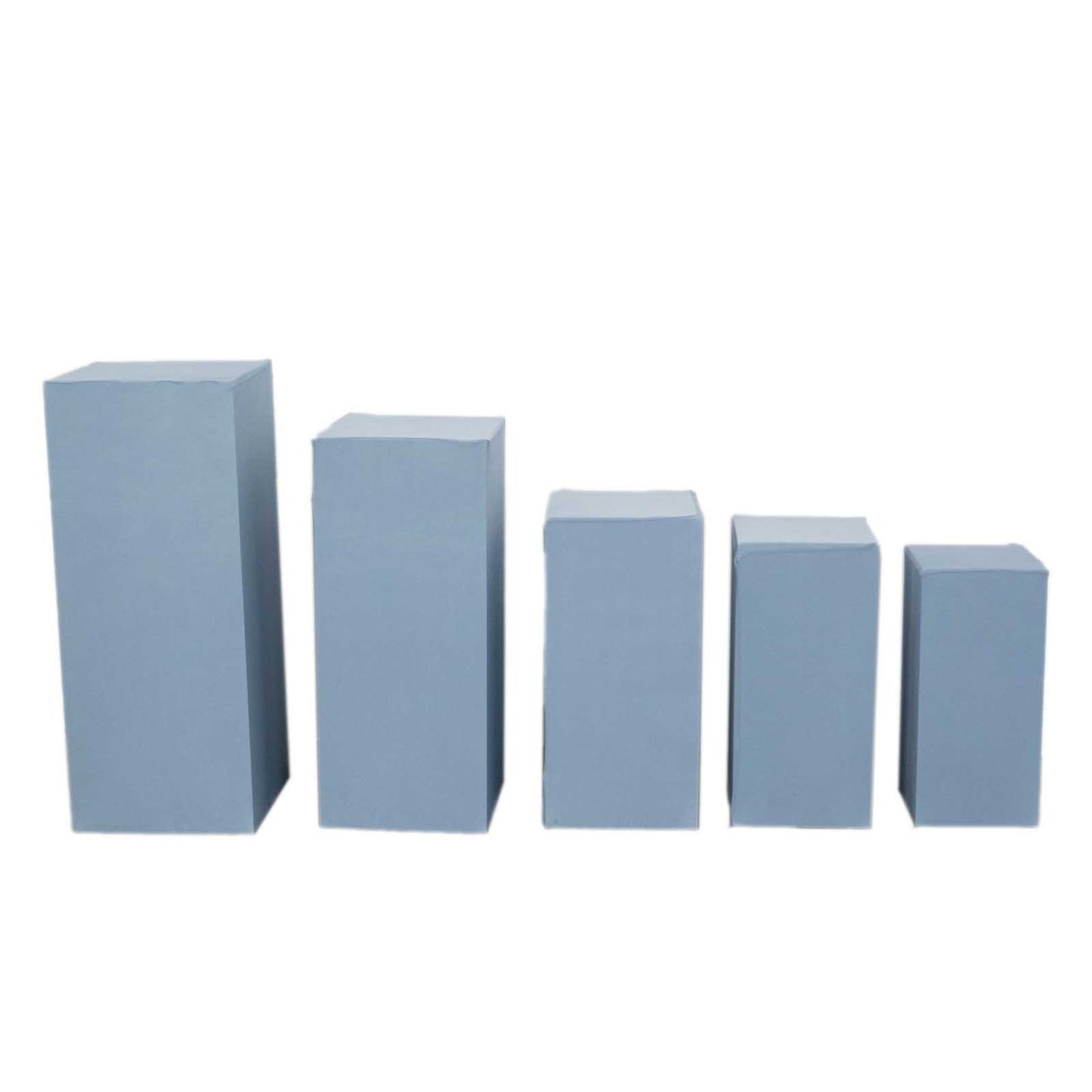 Dusty blue spandex pedestal stand covers set of 5.