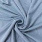 Dusty blue spandex rectangle pedestal stand covers in a stretchable design.