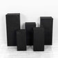 Set of 5 black spandex pedestal stand covers, stretchable pillar prop covers.