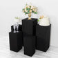 Black spandex pedestal stand cover for rectangle props, size XL.
