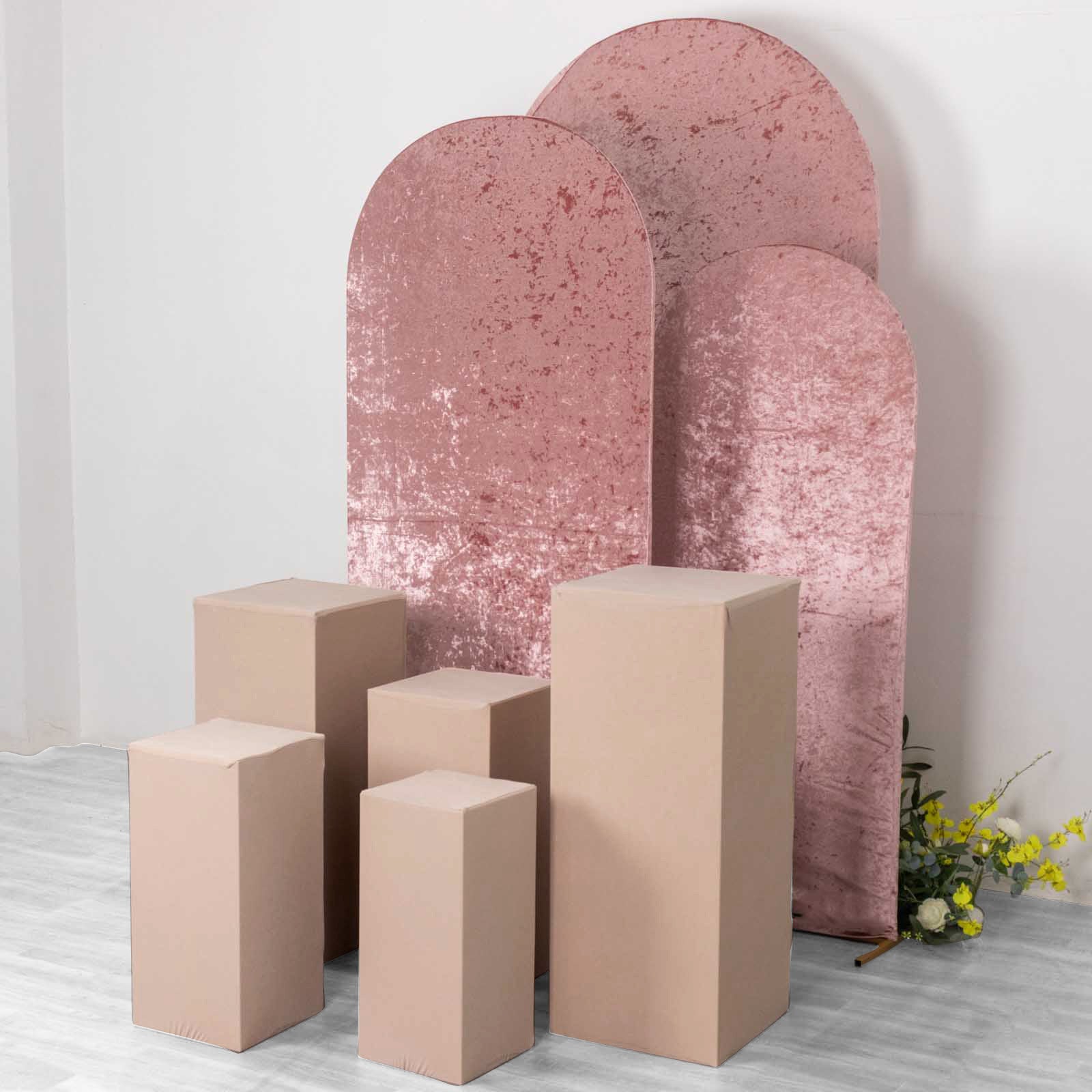 Set of 5 nude spandex pedestal stand covers for events and displays.