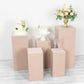 Nude spandex pedestal stand covers in a set of 5 for events and displays.