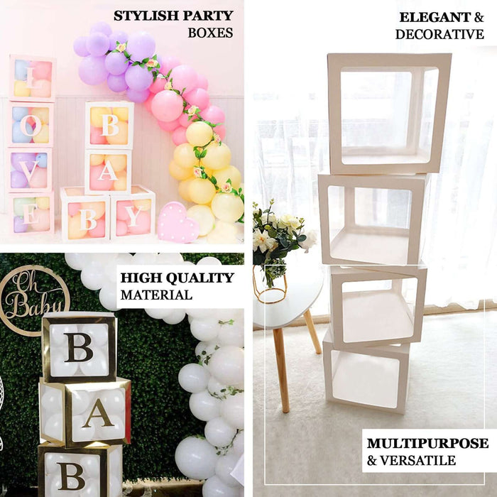 Wood grain brown DIY prop balloon boxes for baby shower decorations.