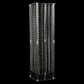 Clear acrylic flower pedestal stand with hanging crystal beads, wedding centerpiece.