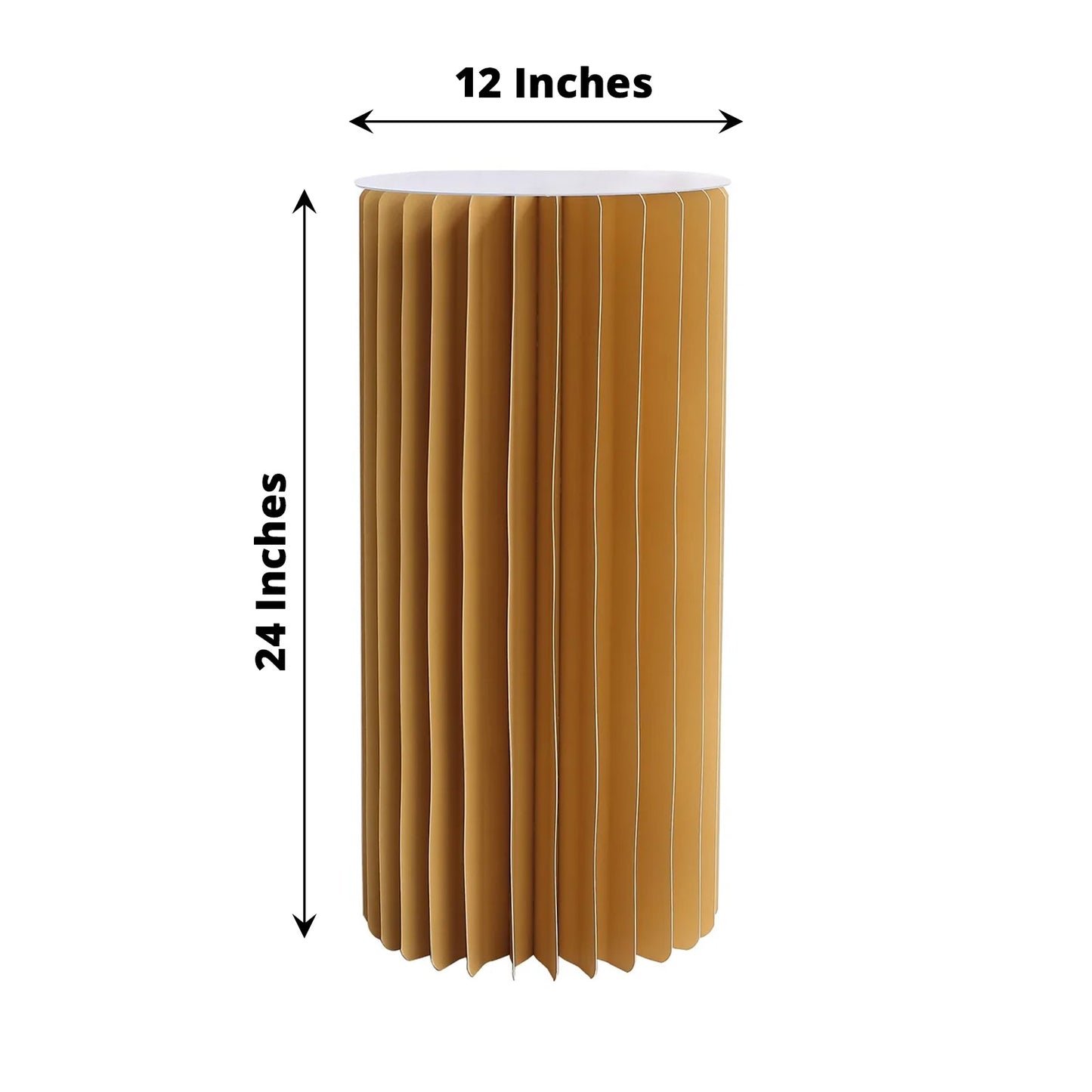 24" gold cylinder display column stand with top plate.