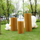 32" gold cylinder display column stand, pillar pedestal with top plate.