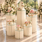 Set of 6 Cylinder Pedestal Display Stands for Dessert & Event Décor, Ivory Foldable Cardboard with C