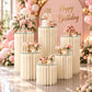 Set of 6 Cylinder Pedestal Display Stands for Dessert & Event Décor, Ivory Foldable Cardboard with C