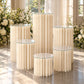 Set of 6 Cylinder Pedestal Display Stands for Dessert & Event Décor, Ivory Foldable Cardboard with C