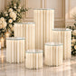 Set of 6 Cylinder Pedestal Display Stands for Dessert & Event Décor, Ivory Foldable Cardboard with C