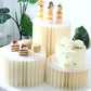 Set of 6 Ivory Dessert Display Risers, Foldable Cardboard Cylinder Pedestal Stands with Clear PVC To