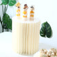 Set of 6 Ivory Dessert Display Risers, Foldable Cardboard Cylinder Pedestal Stands with Clear PVC To