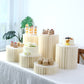 Set of 6 Ivory Dessert Display Risers, Foldable Cardboard Cylinder Pedestal Stands with Clear PVC To