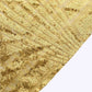 Gold sequin mesh pedestal stand covers with geometric pattern embroidery.