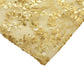 Gold sequin mesh pedestal stand cover with leaf vine embroidery.