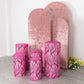 Fuchsia wave mesh cylinder pedestal stand covers with embroidered sequins.