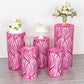 Fuchsia wave mesh pedestal stand covers with embroidered sequins, set of 5.