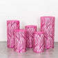 Fuchsia wave mesh pedestal stand covers with embroidered sequins. Set of 5.