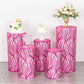 Fuchsia wave mesh pedestal stand covers with embroidered sequins.