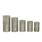 Set of 5 hunter green wave mesh pedestal stand covers with embroidered sequins.