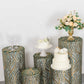 Hunter green wave mesh pedestal stand covers with embroidered sequins.