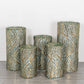Hunter green wave mesh pedestal stand covers with embroidered sequins.
