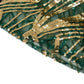 Hunter green wave mesh pedestal stand cover with embroidered sequins.