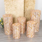 Rose gold wave mesh pedestal stand covers with sequins. Set of 5.