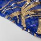 Royal blue mesh fabric with sequins for pedestal stand covers.