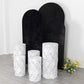 Set of 5 White Wave Mesh Cylinder Pedestal Stand Covers with Embroidered Sequins, Pillar Prop Covers - 160 GSM