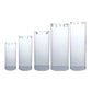 Clear acrylic cylinder pedestal stands for wedding displays. #whtbkgd