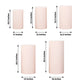 Blush spandex pedestal stand covers in various sizes.