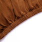 Cinnamon brown spandex pedestal stand cover with elastic edge.