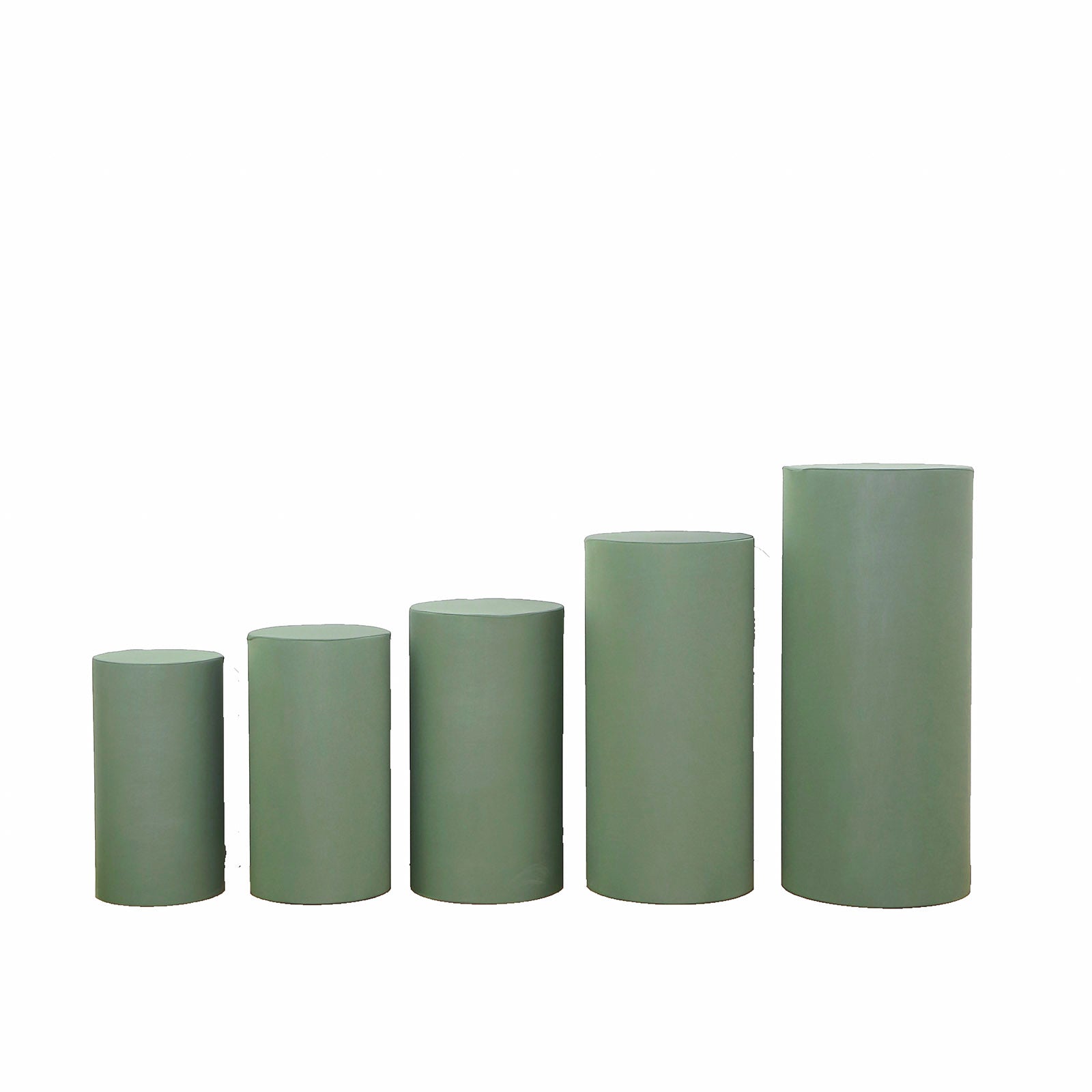 Dusty sage green spandex pedestal stand covers, set of 5.