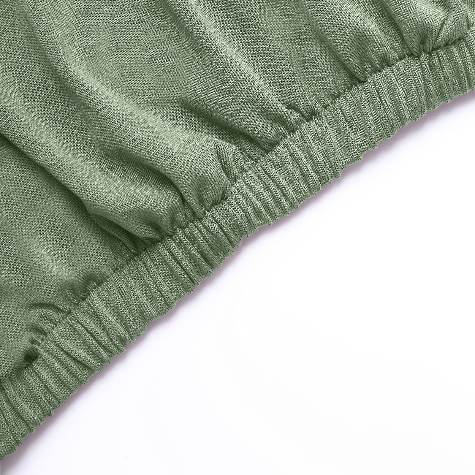 Dusty sage green spandex pedestal stand cover with elastic hem.