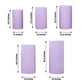 Lavender spandex pedestal stand covers in various sizes.