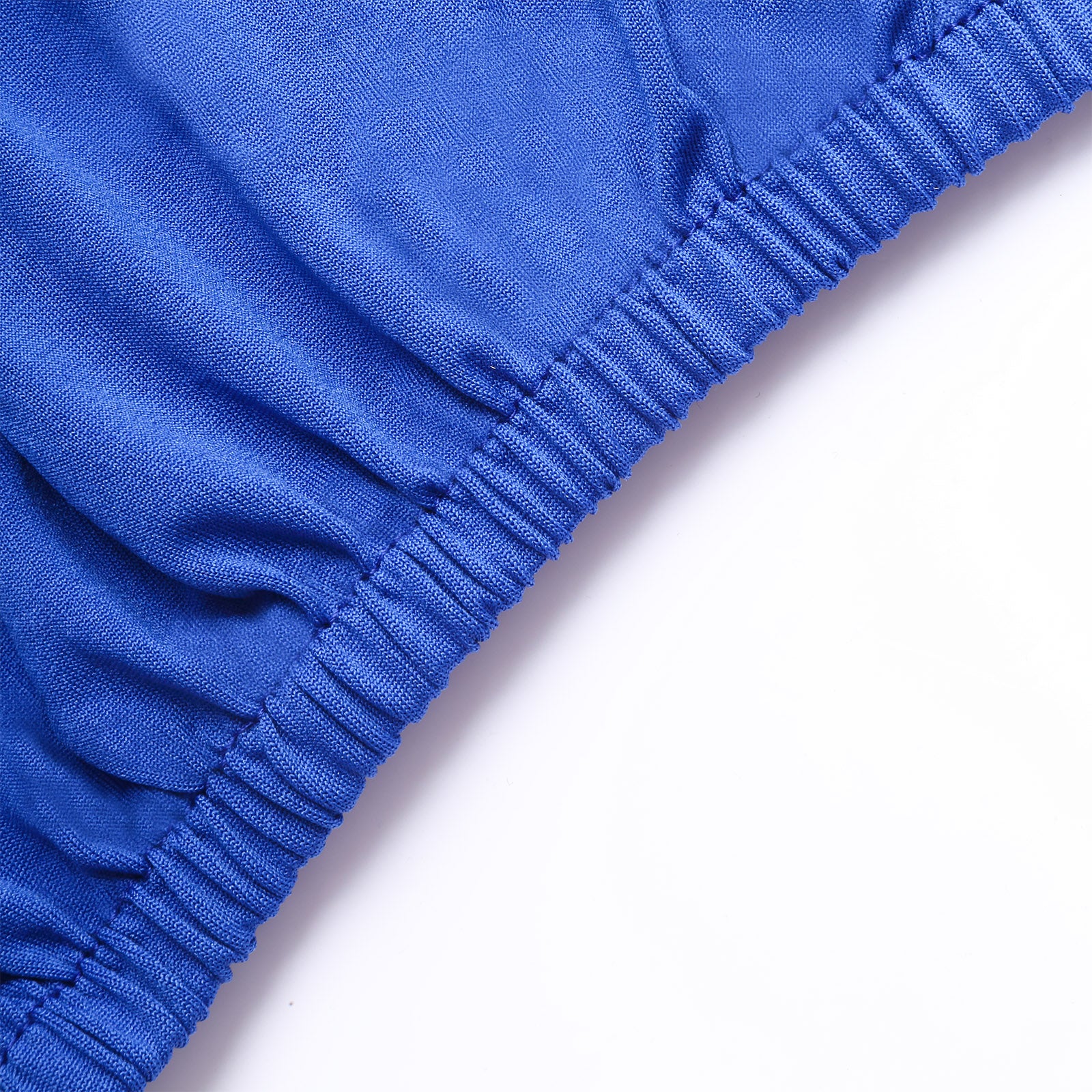 Set of 5 royal blue spandex pedestal stand covers.