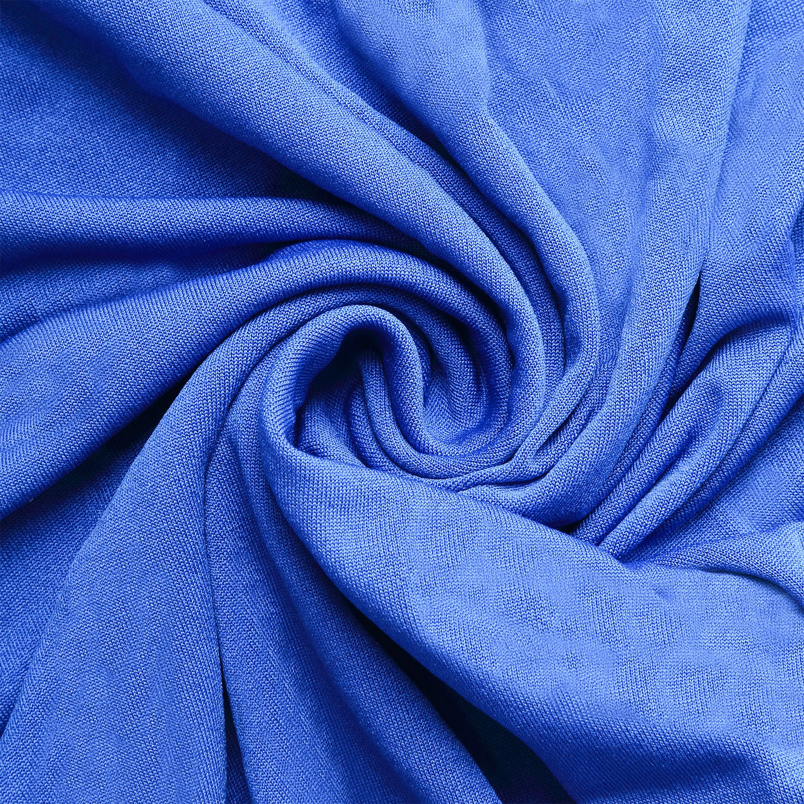 Set of 5 royal blue stretchable pedestal stand covers.
