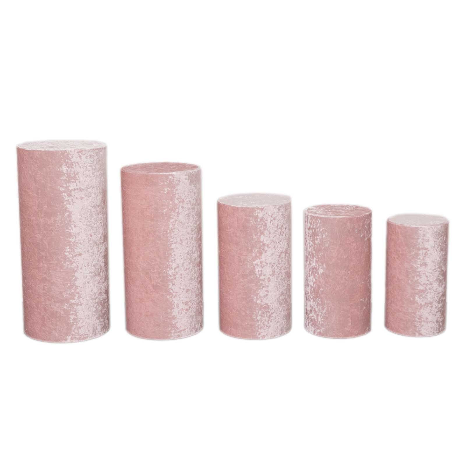 Blush crushed velvet pedestal stand covers set of 5.