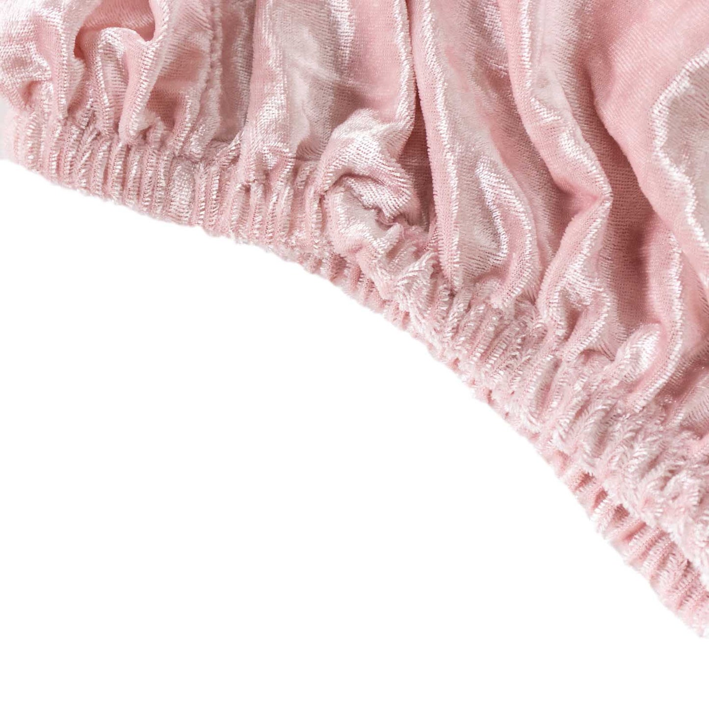 Blush crushed velvet pedestal stand cover for elegant decor.