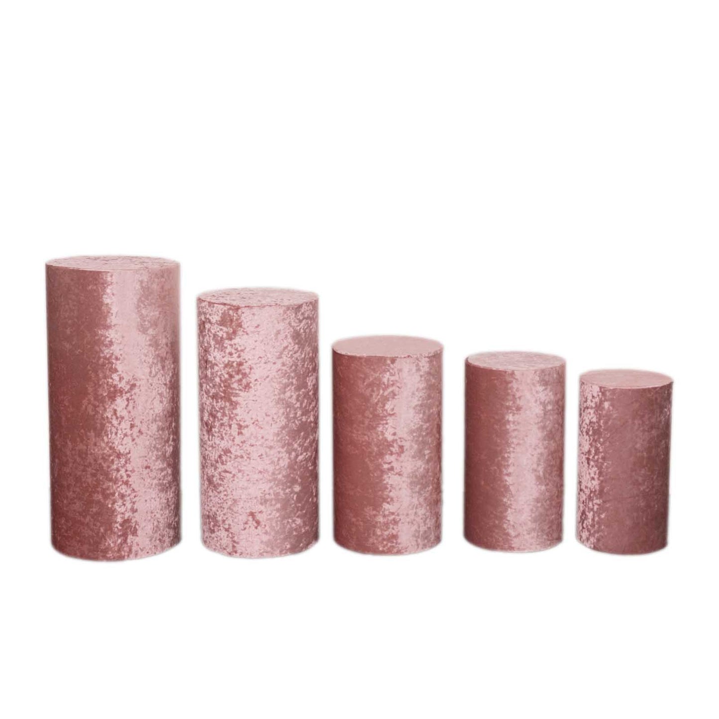 Dusty rose crushed velvet pedestal stand covers set of 5.