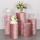 Dusty rose crushed velvet pedestal stand covers set of 5.