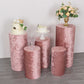 Dusty rose crushed velvet pedestal stand covers for elegant displays.